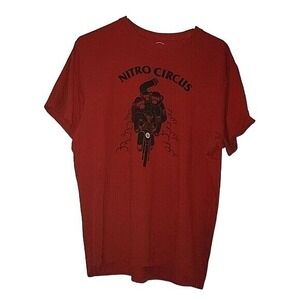 NITRO CIRCUS Red L "Monkeys Riding A bike"‎ T-Shirt Y2K 90'S Academia Casual